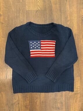 Navy Knit Sweater with Flag Motif